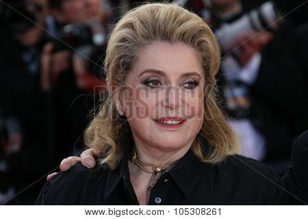 CANNES, FRANCE - MAY 23:  Catherine Deneuve attend the 'Clouds Of Sils Maria' premiere at the 67th Annual Cannes Film Festival on May 23, 2014 in Cannes, France.