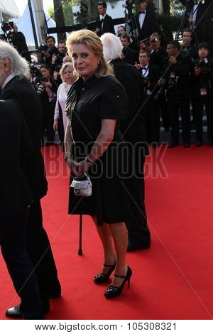 CANNES, FRANCE - MAY 23:  Catherine Deneuve attend the 'Clouds Of Sils Maria' premiere at the 67th Annual Cannes Film Festival on May 23, 2014 in Cannes, France.