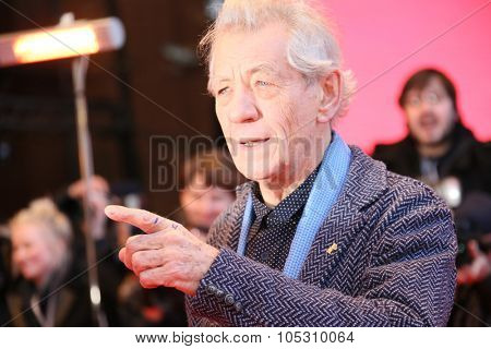 BERLIN, GERMANY - FEBRUARY 08: Ian McKellen attends the 'Mr. Holmes' premiere during the 65th Film Festival at Berlinale Palace on February 8, 2015 in Berlin, Germany.