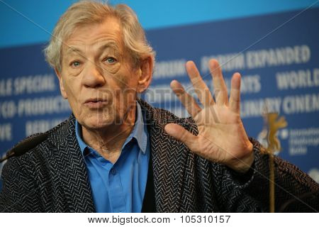 BERLIN, GERMANY - FEBRUARY 08: Ian McKellen attends a press conference of the film 'Mr Holmes' presented in the competition of the 65th Berlin Festival Berlinale in Berlin, on February 8, 2015.