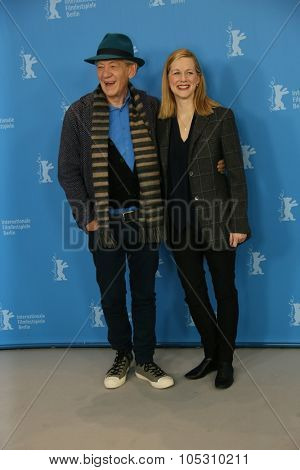 BERLIN, GERMANY - FEBRUARY 08: Laura Linney and Ian McKellen attends a photocal of the film 'Mr Holmes' presented in the competition of the 65th Film Festival Berlinale in Berlin, on February 8, 2015