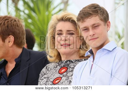Catherine Deneuve and Rod Paradot attend the 'La Tete Haute' ('Standing Tall') photocall during the 68th annual Cannes Film Festival on May 13, 2015 in Cannes, France.