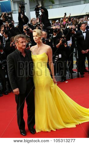Charlize Theron, Sean Penn attend the 'Mad Max : Fury Road' Premiere during the 68th annual Cannes Film Festival on May 14, 2015 in Cannes, France.