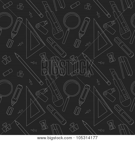 Stationery tools pattern. Black