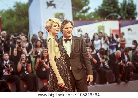 Sunrise Coigney and actor Mark Ruffalo  attend the premiere of 'Spotlight' during the 72nd Venice Film Festival on September 3, 2015 in Venice, Italy.