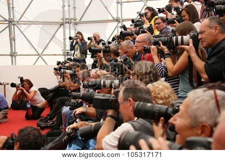 Venice, Italy - 11 September 2015: Photographer  attends a photocall for 'Per Amor Vostro' during the 72nd Venice Film Festival