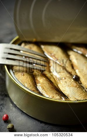 Can With Smoked Baltic Sprats.