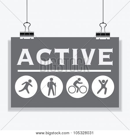 Active People. Banner Hanging On The Clamps