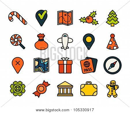 Outline icons thin flat design, modern line stroke style