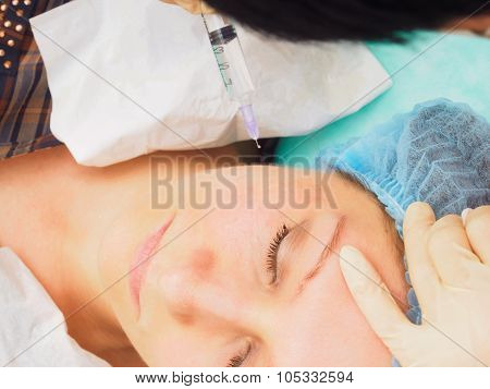 Cosmetology procedure mesoteraphy. Rejuvenation revitalization, skin nutrition, wrinkle reduction. D