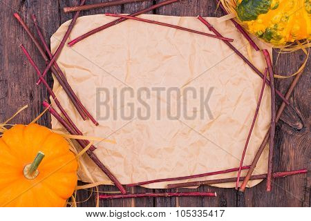 Pumpkins On A Wooden Table