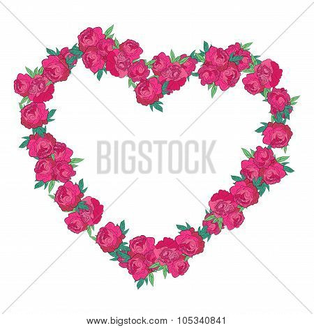 Floral heart made of peony