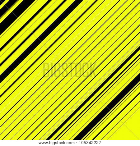 Black And Yellow Diagonal Lines With Different Thickness. Abstract Vector Background