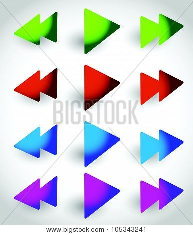Rewind, Play, Fast Forward Navigation Buttons. Editable Vector Graphics.