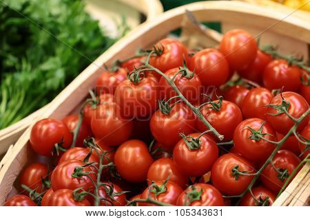 Lug-boxes Of Cherry Tomatoes Parsley And Dill