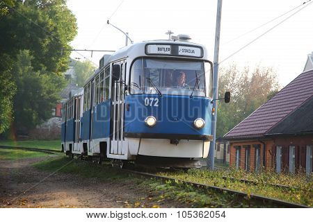 Tram. Blue Wagon