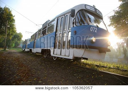 Tram. Blue Wagon