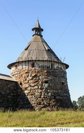 Ancient Stone Tower Of Solovetsky Monastery