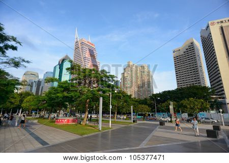 SHENZHEN, CHINA - MAY 28, 2014: ShenZhen downtown, Luohu district. Shenzhen is a major city in Guangdong Province, China.