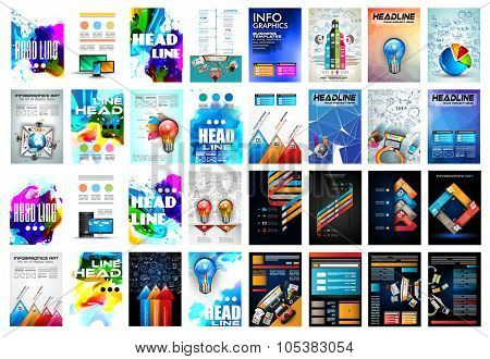 Set of Brochure, Flyers and layout templates for you projects. Ideal to use for brochures template, book cover, magazine fron page and generic printed material.