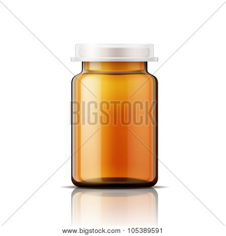 Glass bottle for pills.