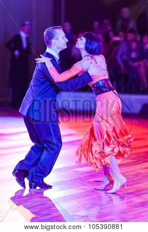 Minsk, Belarus - September 26, 2015: Artem Kazyra And Anastasiya Veslova Perform Vip Show Case Dance