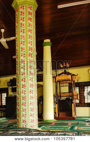 Interior of Air Barok Mosque at Jasin Malacca, Malaysia