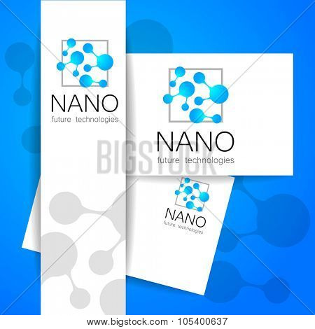 Nano logo - nanotechnology. Template design of logo. Vector presentation.