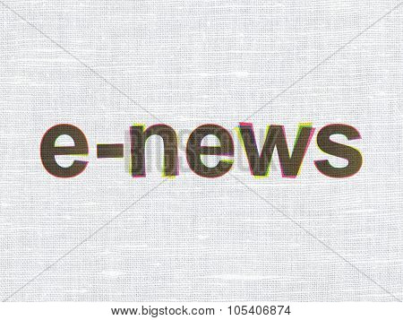 News concept: E-news on fabric texture background
