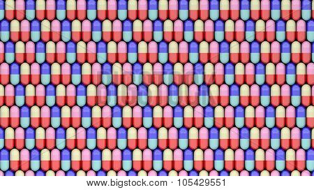 Colorful caplets continuous rows background.