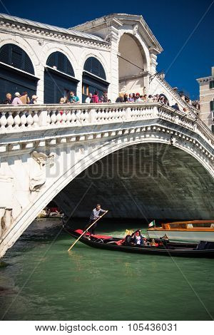 VENICE, ITALY - MAY, 2014: Famous Rialto Bridge in Venice