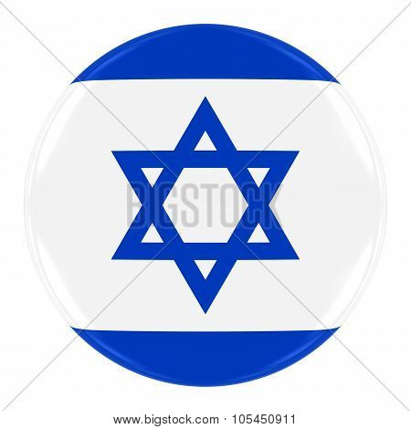 Israeli Flag Badge - Flag of Israel Button Isolated on White