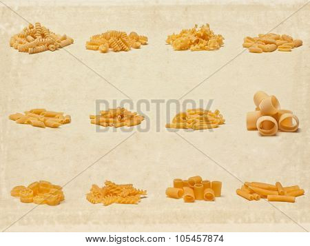 collection of different kind of italian pasta