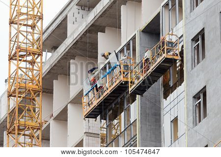 Odessa - October 20: Glazed Windows Double-glazed Windows In The Construction Of High-rise Buildings
