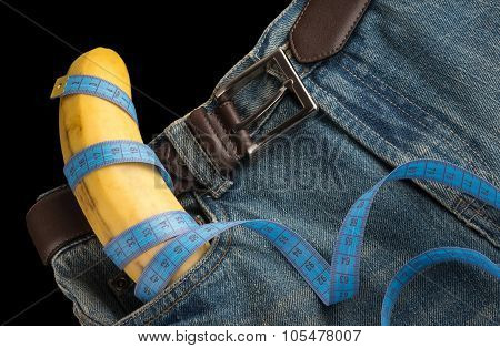 Big Banana Like Penis In Mens Jeans, Centimeter