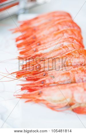 King Prawns On A Banquet. Starters Table