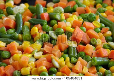 Cooked vegetables mix. Peas and green beans. Healthy diet.