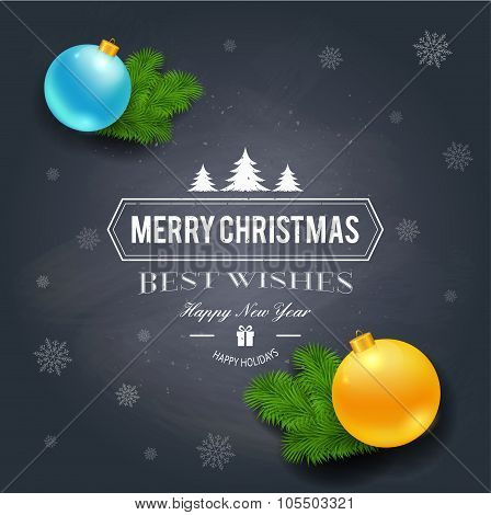 Merry Christmas greetings logo on chalkboard
