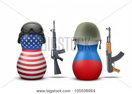 Russian and USA military dolls