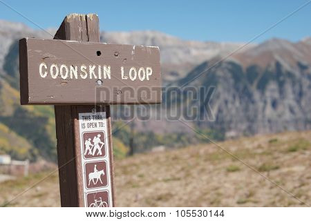 coonskin loop , black canyon colorado sign moutain in the background