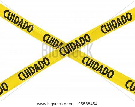 Yellow Cuidado Barrier Tape Cross