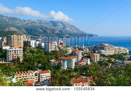 View Of The Resort Town Of Becici On The Adriatic Coast, Montenegro