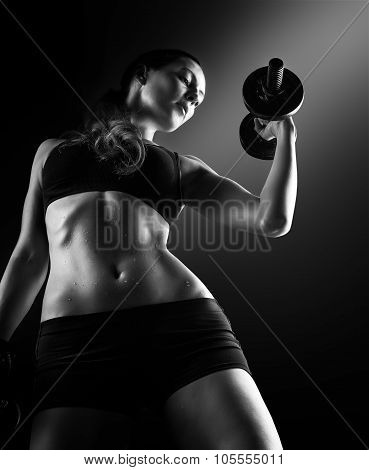 Dark Contrast Photo Of Young Beautiful Fitness Woman