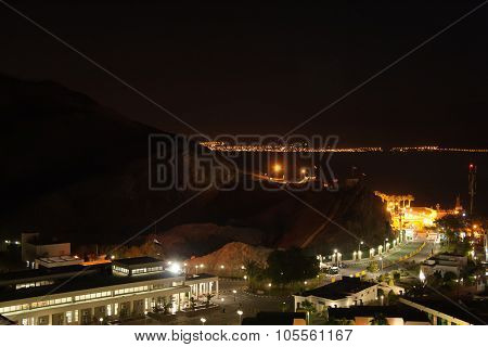 Night View Of The Taba Border Crossing On The Egyptian-israeli Border