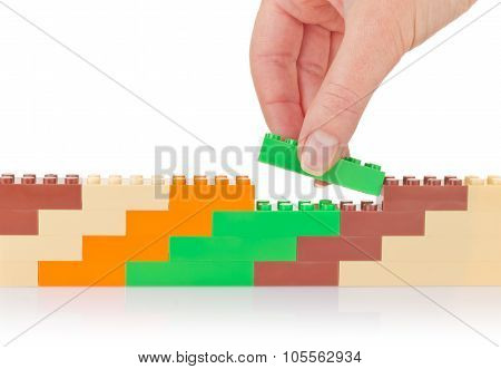 Hand Build Wall Of Colour Toy Block