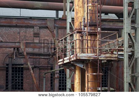 The Metal Ladder Going Up In Industrial Zone