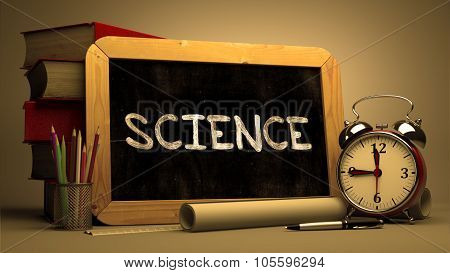 Science Handwritten by white Chalk on a Blackboard.