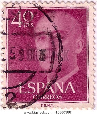 Spain - Circa 1961: A Stamp Printed In Spain Shows Francisco Franco, Circa 1961