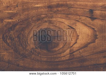 Retro Toned Rustic Wood Knot On Oak Plank