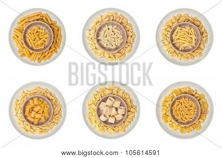 food background different kind of italian pasta